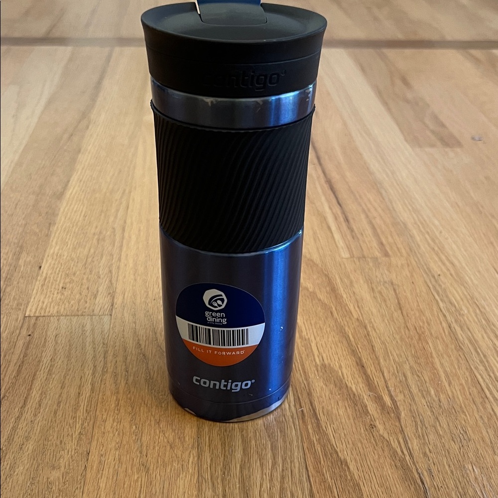 Contigo Metallic Blue Travel Mug with Black Grip SNAP SEAL GUC